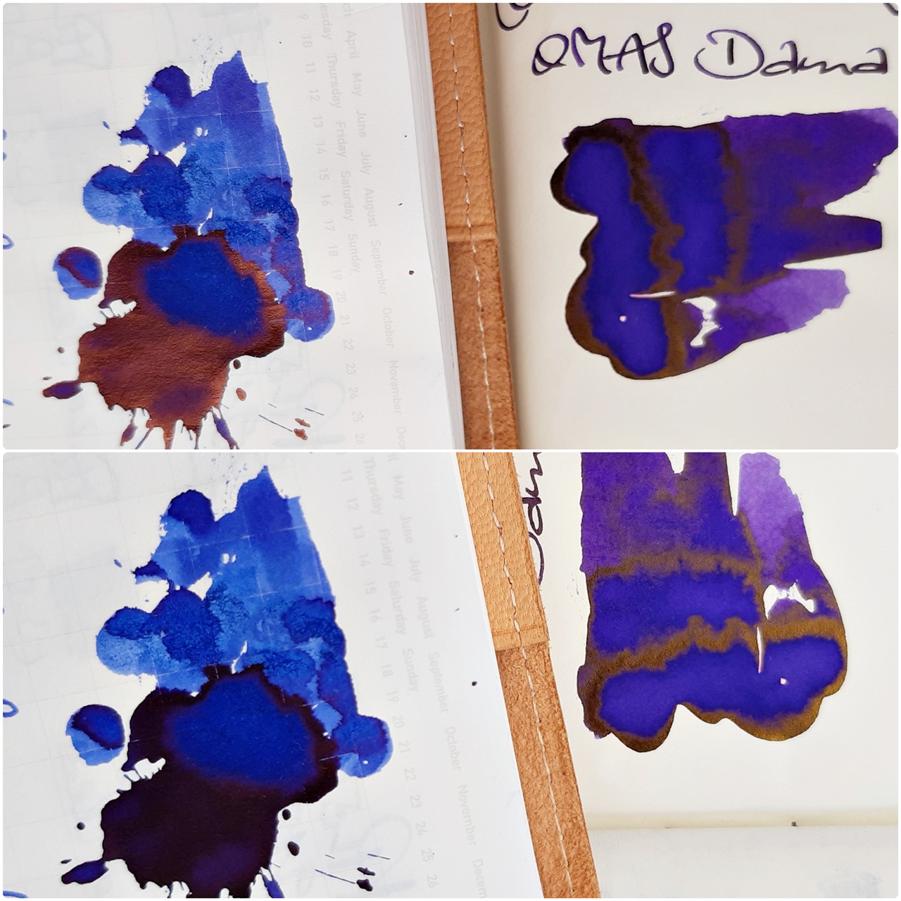 2021 12 19 Diamine Inkvent 2019 Festive Cheer left vs 2021 Festive Joy right PX.jpg