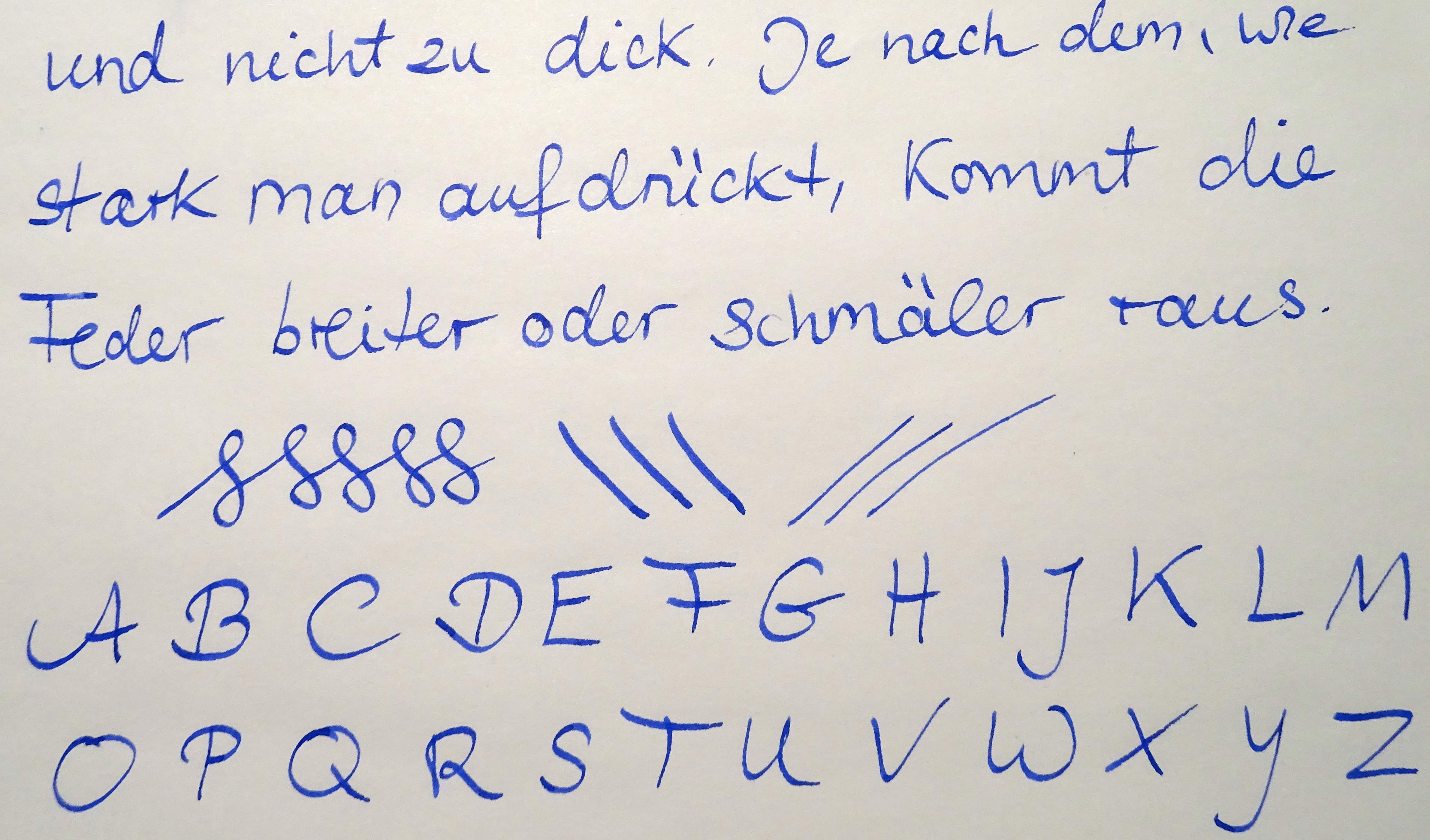 Schriftprobe mit Diamine Blue Flame ungeschüttelt