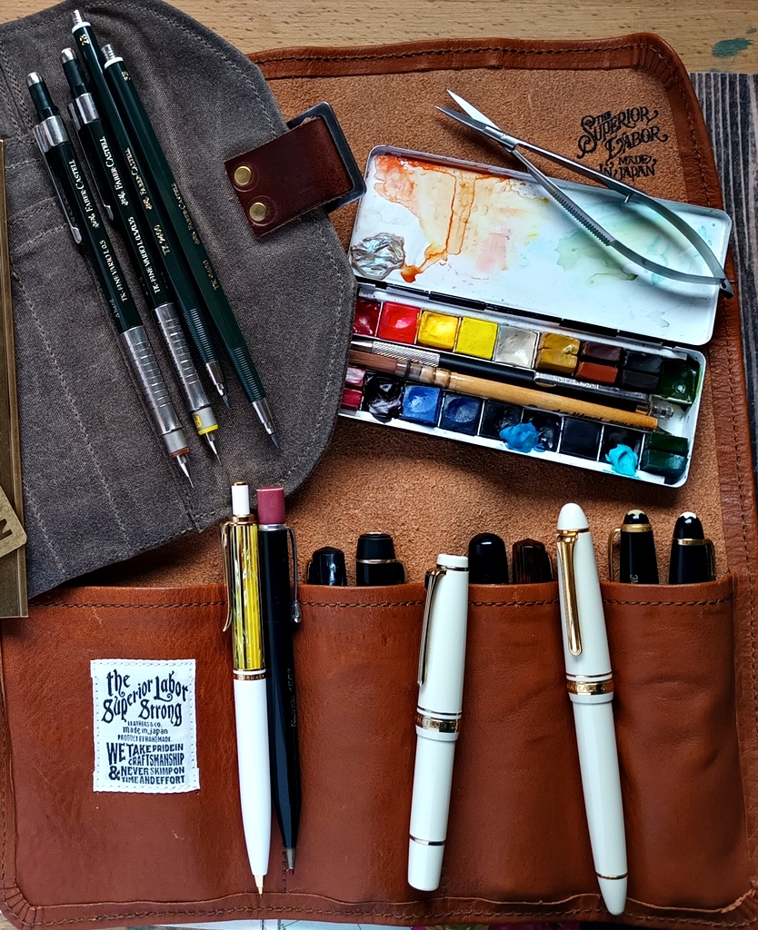 2023 04 19 Superior Labor Pen Roll FPs Daler-Rowney Watercolor Box MechPencils PX.jpg