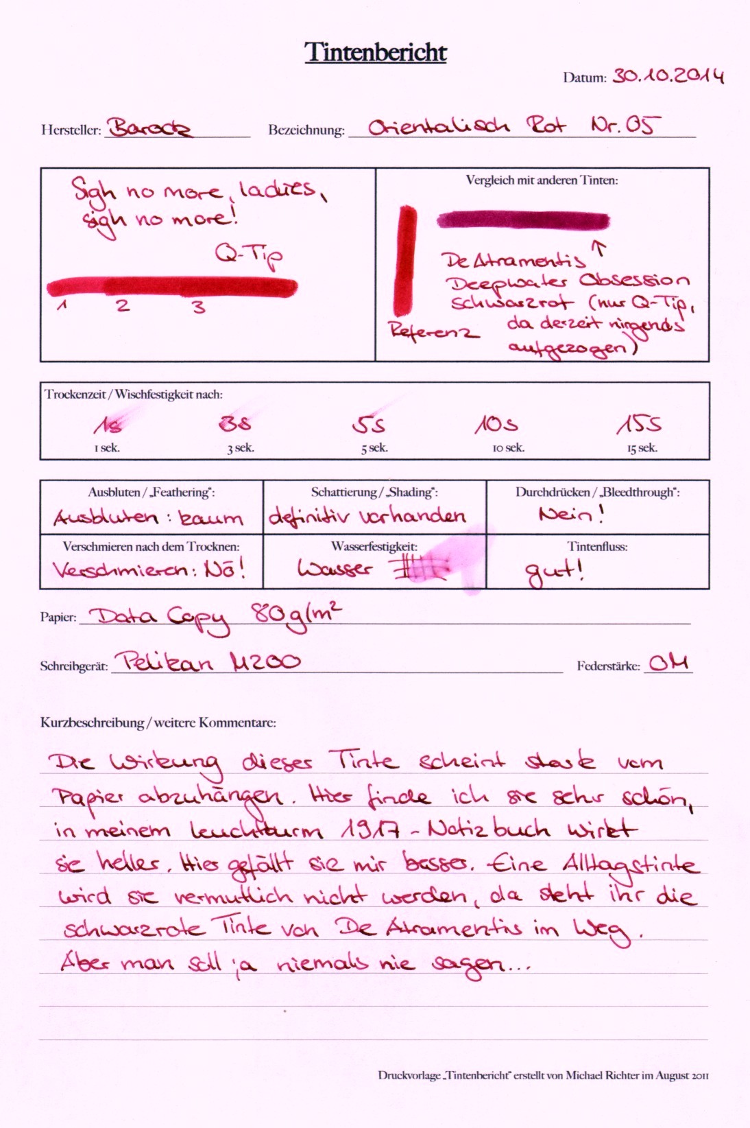 Q-Tip-Abstrich paßt, die Schrift hat einen zu hohen Blauanteil