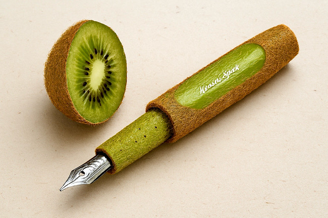 Füller aus der Schale einer Kiwi