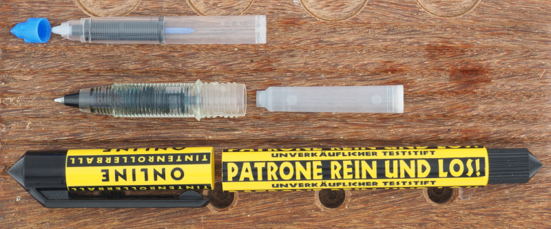 Online Tintenpatronen-Rollerball im Vergleich zur aktuellen Schneider Mine