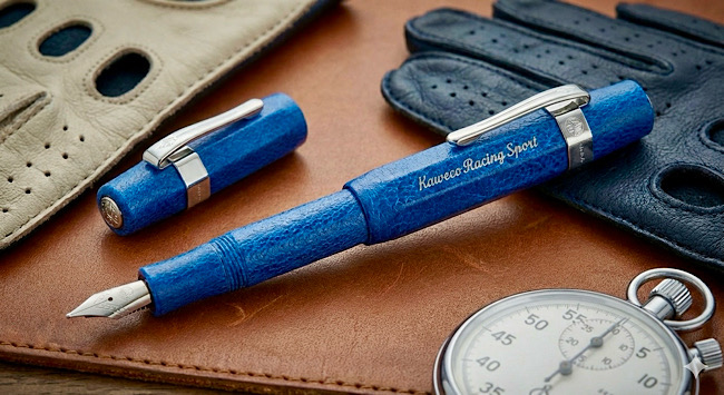 Kaweco Sport French Racing Blue in Büffelleder-Imitat
