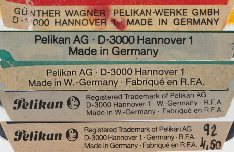 Adressfelder der Etiketten von 1973 bis 1991