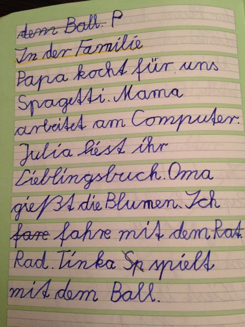 Handschrift Zweitklässlerin, Schulausgangsschrift