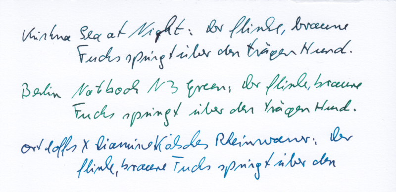 Schriftproben mit feiner Tauchfeder auf FMP Script 150g/m²