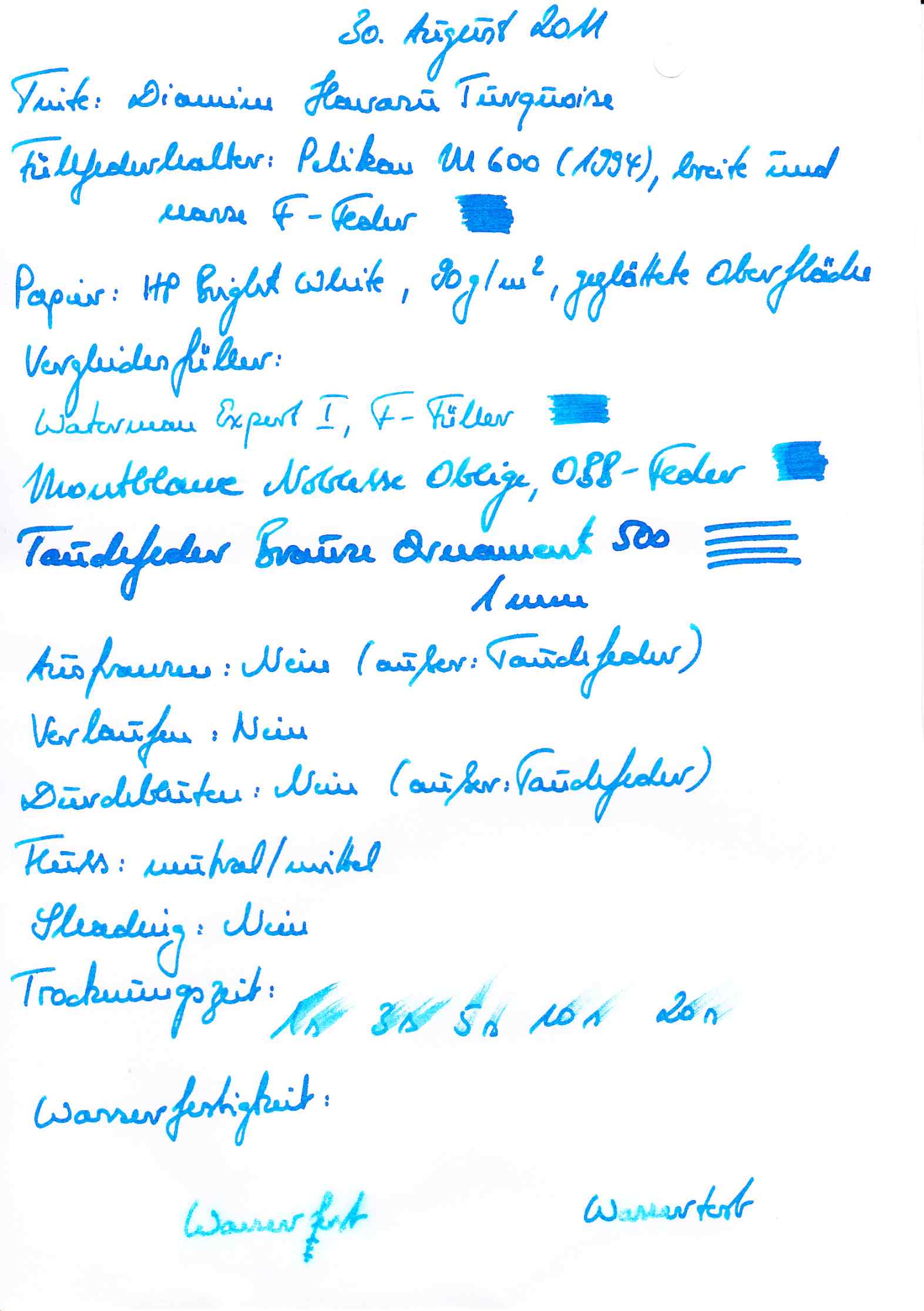 Diamine Havasu Turquoise auf Bright White