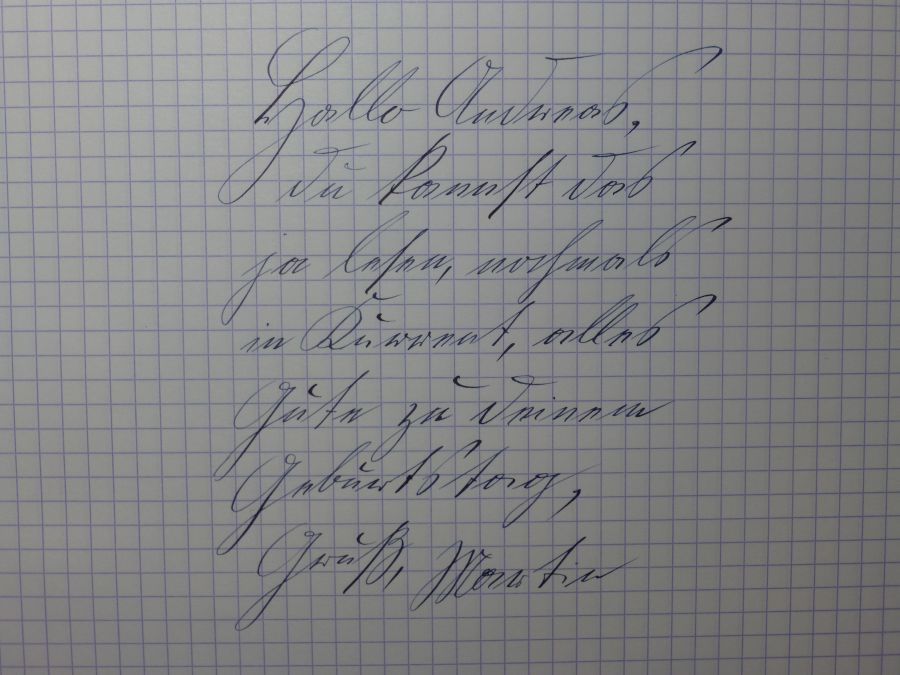 Feder: Soenneken o75 EF<br />Tinte: Pelikan blau-schwarz