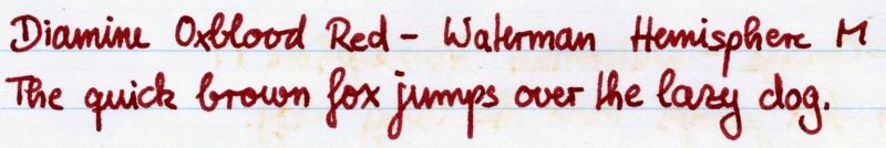 Vergleich Diamine Oxblood Red auf dem gleichen Papier