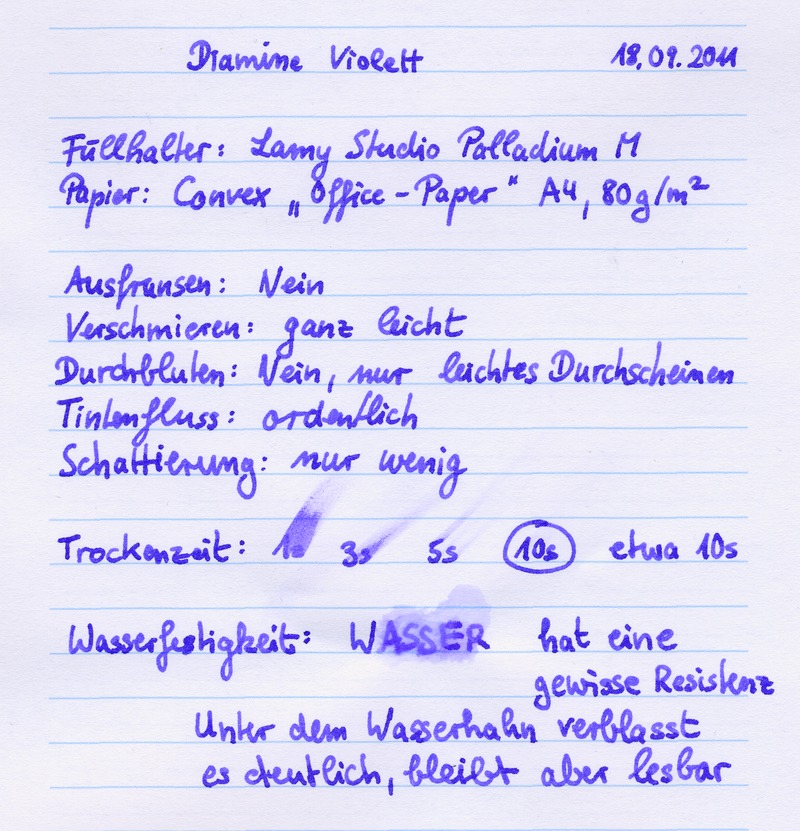 Testbogen Diamine Violett