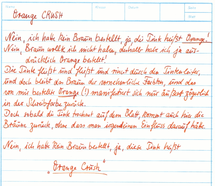 Veränderung der Farbe beim Schreiben.