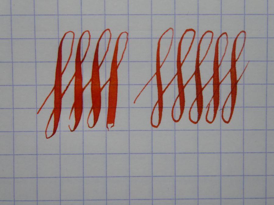 Strichvarianz zwischen Manga G links und Noodlers Creaper rechts.