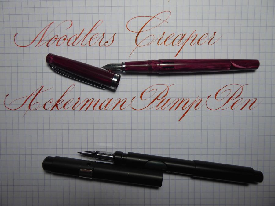 Der Noodlers Creaper bringt nicht den fetten Strich wie der Ackerman Pen, reicht aber für Copperplate
