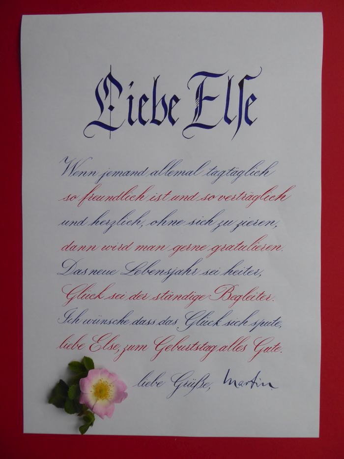Papier : Hahnemühle Layoutpapier 70g<br />Tinten : Montblanc Blue permanent<br />            Montblanc The legend of Zodiacs Red Chine<br />Federn : Nikko G / Pilot Parallel Pen 3,8 mm