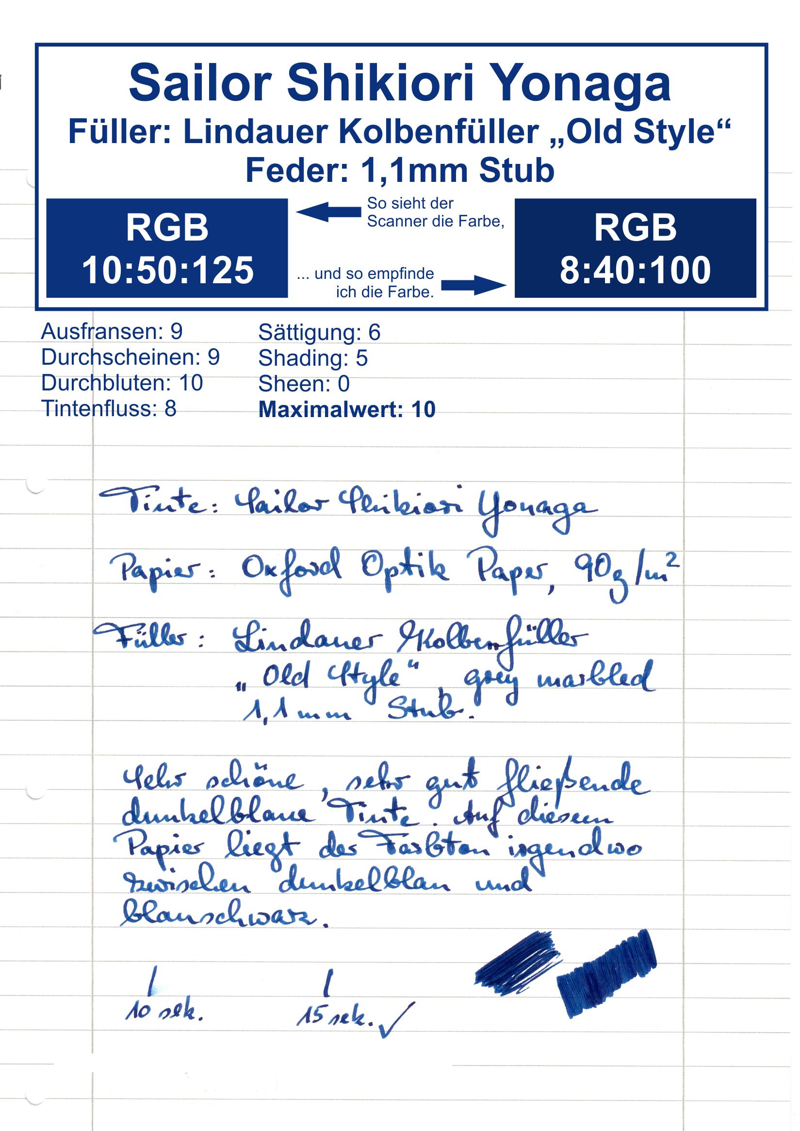 Schreibprobe auf Oxford Optik Paper, 90 g/qm