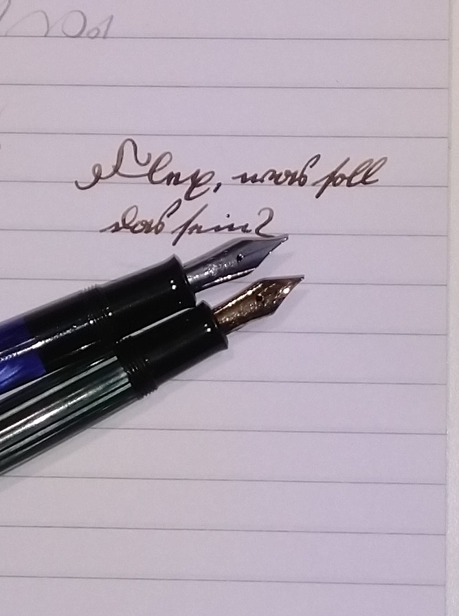 In echt sieht die Schrift besser aus: Noodler's Nib Creaper mit KWZ-Ink Aztec Gold (eisengallushaltig).