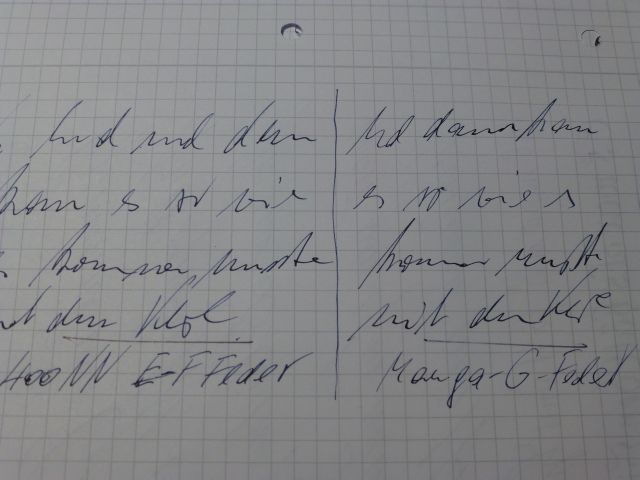 links 400NN EF-Feder- rechts Ackerman Manga-G.<br />Kaum Unterschied in der Strichbreite