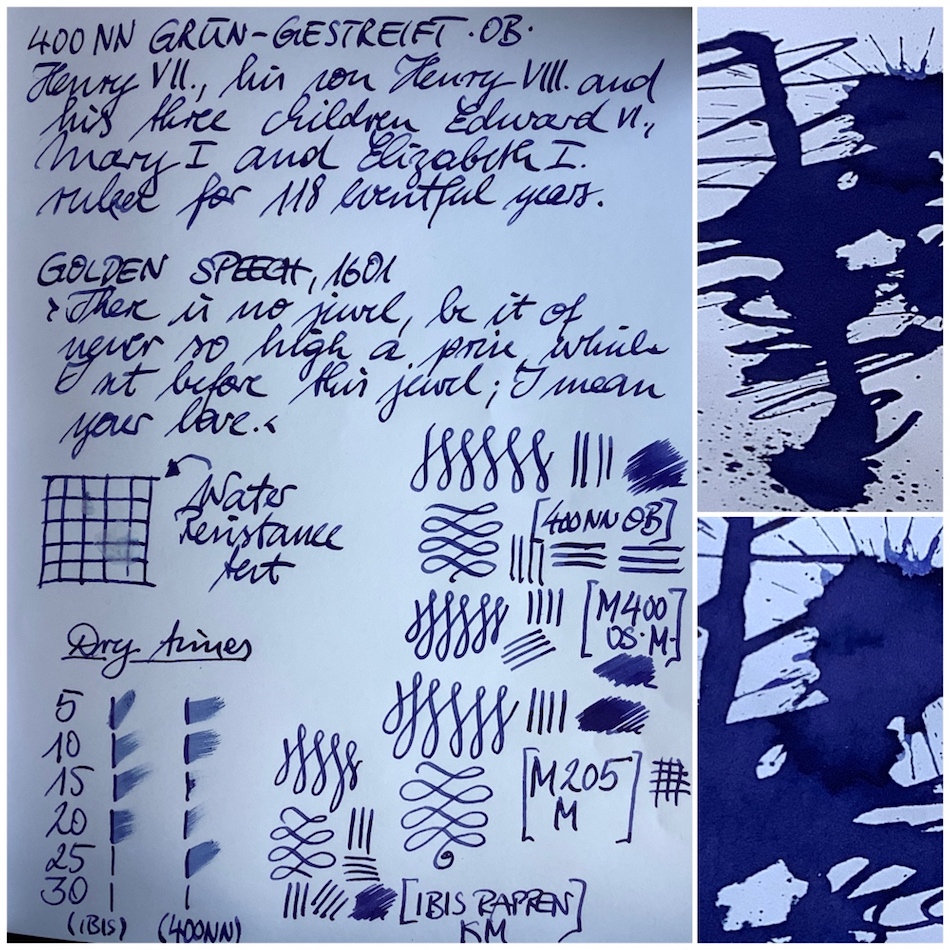 Tudor Blue 3 - Schriftenproben und Kleckse