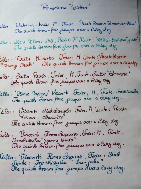 &quot;Bütten&quot; Papier mit verschiedenen Füllern und Tinten.