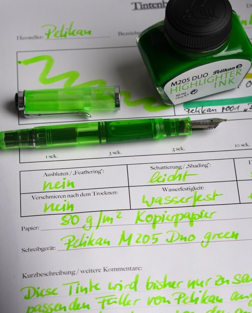 Tintenglas, Schreibgerät und das Tintenkleckserformular