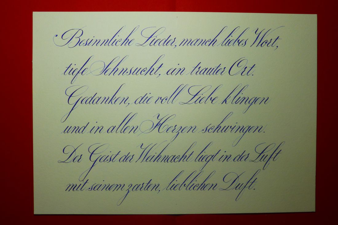 .<br />Feder   :  Sommerville EF groß, <br />Tinte    :  Montblanc Royal Blue<br />Papier  :  Lana Dessin 220